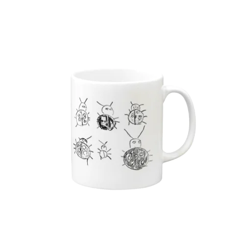 こどもが描いたモノクロのてんとう虫の Mug