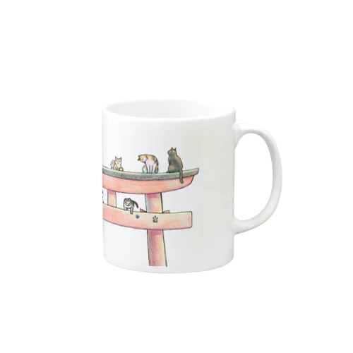 鳥居と猫のおでむかえ Mug