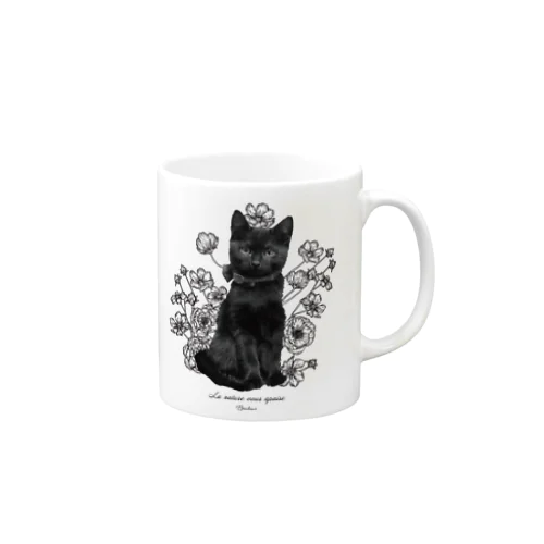 花咲き黒猫 Mug