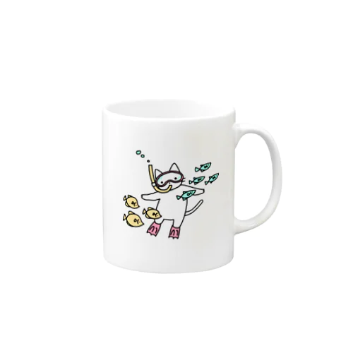 シュノーケリングをするねこ Mug