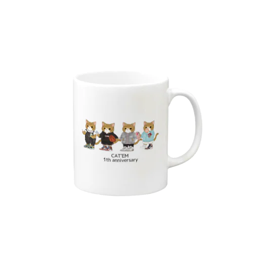 1th anniversary　スニーカーを履いた猫のブランド Mug