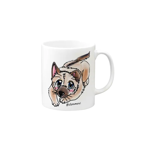 泥棒フェイスの子犬 Mug