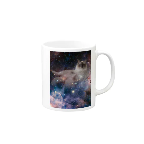 BLACK FACE CAT in space  Mug