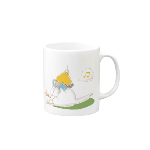 ほっぺで音楽を聴くオカメインコ。 Mug