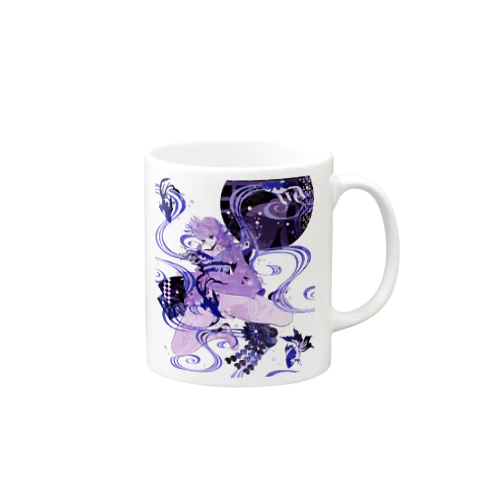和柄 青の金魚姫3 藤紫 キモノガール 差分 Mug