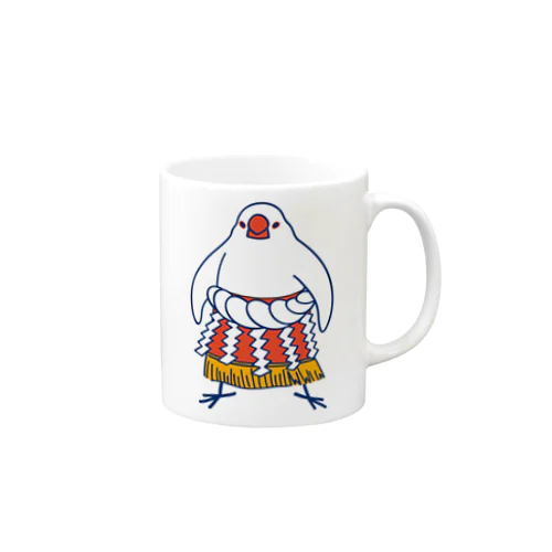 すもう文鳥よこづな　青ライン Mug