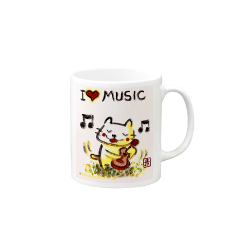 ウクレレねこちゃん （ギターねこちゃん）ukulele kitty guitar kitty Mug