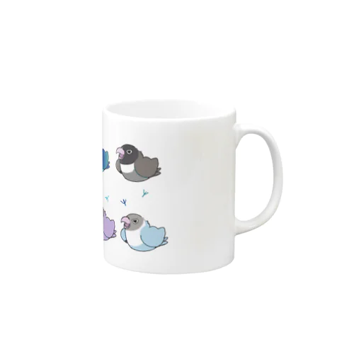 アングリーラブバード　ボタンインコ達（ブルー） Mug