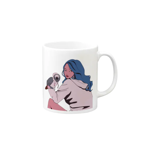 女の子とヨウム Mug