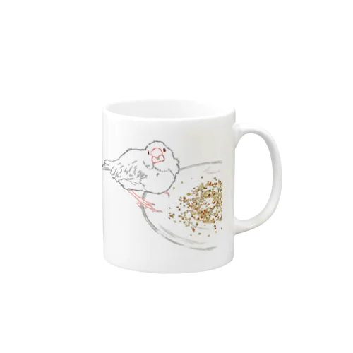 もぐもぐ文鳥さん 線画 Mug