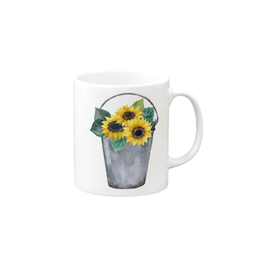 Watering bucket and sunflowers  じょうろ と ひまわり Mug