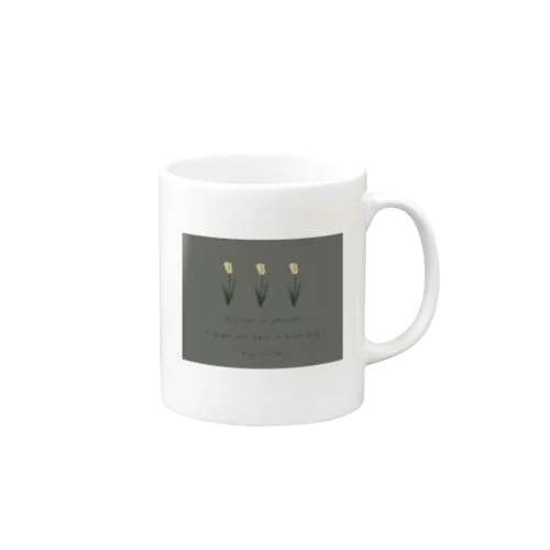 Khaki gray × Cream three tulip Mug