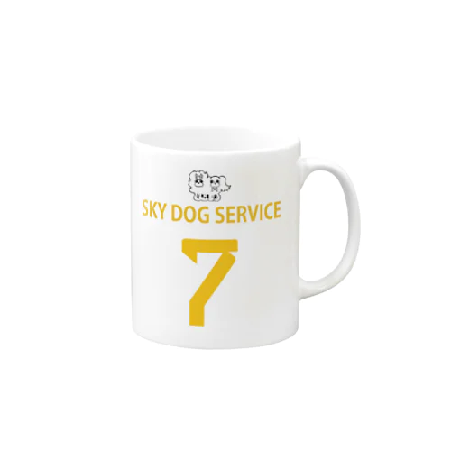 ７周年★スカイドッグサービス  サッカーユニフォーム風「７」×犬（ワンちゃんキャラクター） Mug