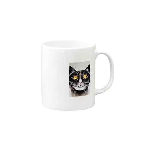怖い黒猫 マグカップ