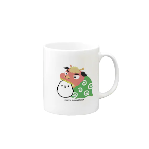 【お正月グッズ】もふもふシマエナガと獅子舞　コップ Mug