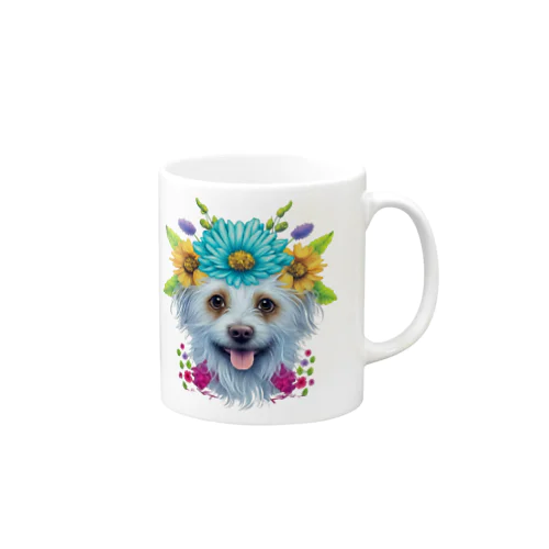 花柄のポメラニアン犬と子犬。 女の子と男の子への美しい贈り物。 マグカップ