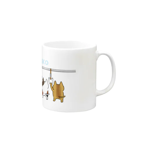 吊り革につかまるUSHIRO NEKO (うしろねこ) Mug