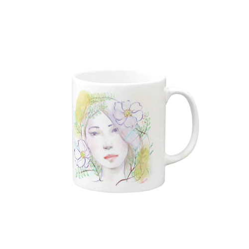 お花と水彩の子 Mug