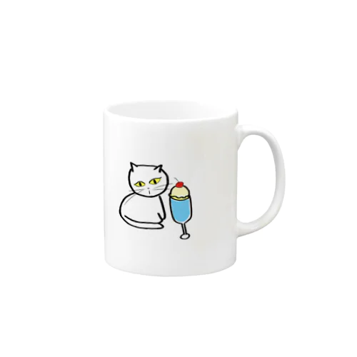 A lovely white cat who likes ice cream. Mug