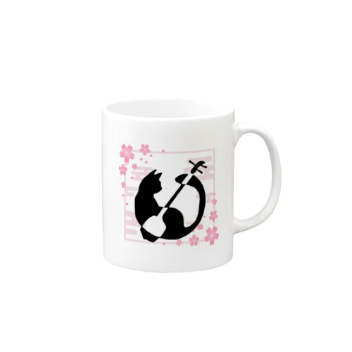 36・桜猫三味線 Mug