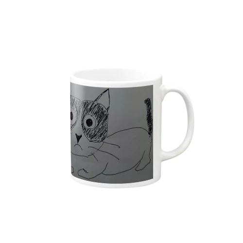 キョトン顔ハチワレねこさん　手描き Mug