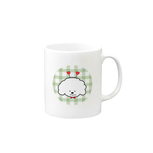 白プードルとカチューシャ(チェック) Mug