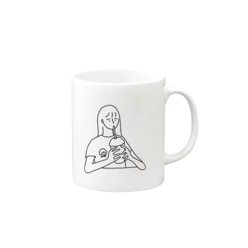 カフェでのんびりする女の子 Mug