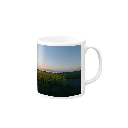 菜の花と夕陽 Mug