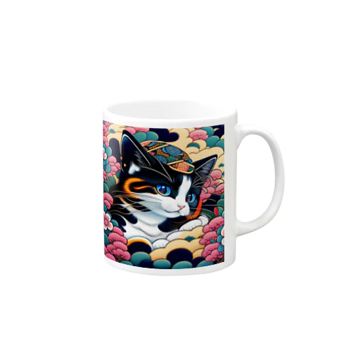 葛飾猫斎　猫名黒雪　浮世絵lofiアートパンクシティ　かわいいねこ Mug