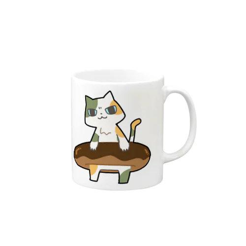 ドーナツをゲットしてご満悦の猫 Mug