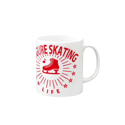 フィギュアスケート・赤・星・figure skating・グッズ・デザイン・フィギアスケート・#Tシャツ・ステップ・スピン・ジャンプ・スケート靴イラスト・技・男子・女子・かっこいい・かわいい・アイスダンス マグカップ