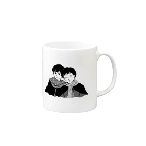 寄り添う少年たちのマグカップ Mug