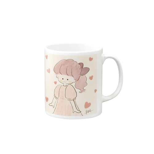 ピンク髪 ポニーテール女の子 Mug