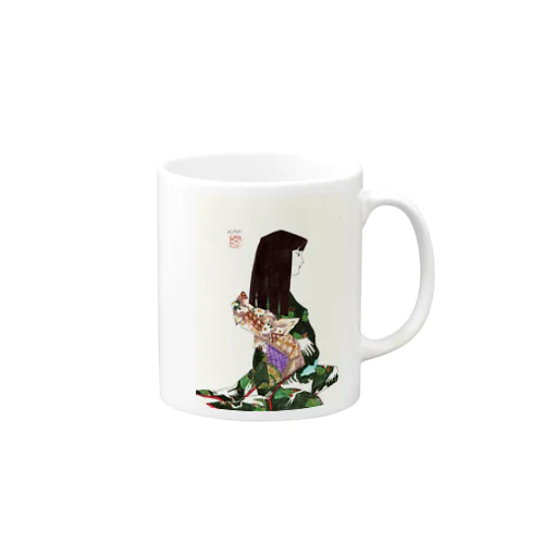 草子さん・黒地に鶴 Mug