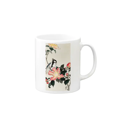 小原古邨　椿に四十雀  Ohara Koson / Great tit on branch with pink flowers  Mug