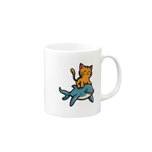 ねこイルカ　茶トラ Mug