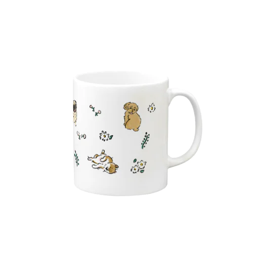 犬とお花柄 Mug