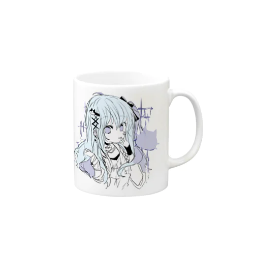 淡色青紫系女の子 Mug