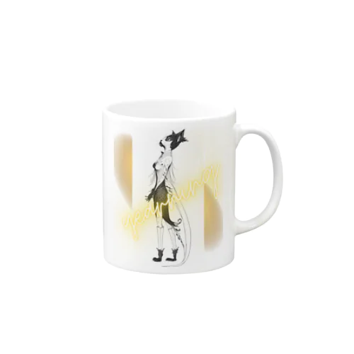 猫の妖精は未知の世界に憧れている！ Cat fairies yearn for the unknown! Mug