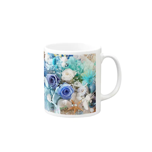 マリンブルーローズのおしゃれな花柄 Mug