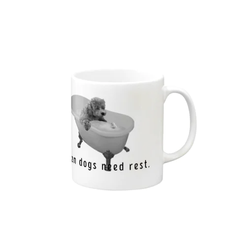 犬だって休みたい(モノクロ) Mug