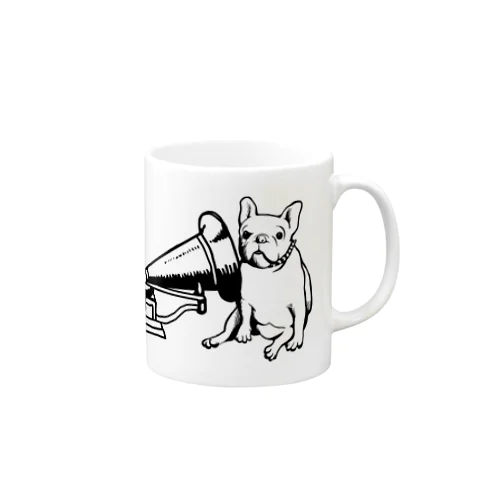 ご主人の声を聞く犬 Mug