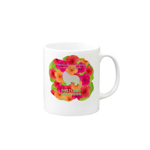 シェルティ　hibiscus　花言葉　onehappiness マグカップ