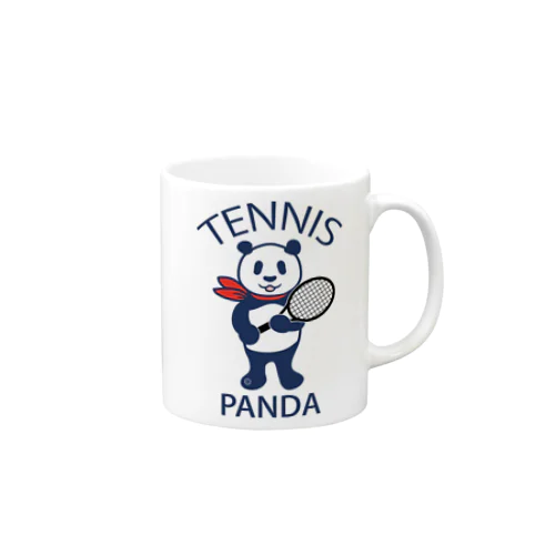 パンダ・テニス・全身・イラスト・ラケット・TENNIS・アイテム・デザイン・ガット・スポーツ・Tシャツ・サーブ・かっこいい・かわいい・選手・画像・ボール・王子・絵・オリジナル（C） Mug