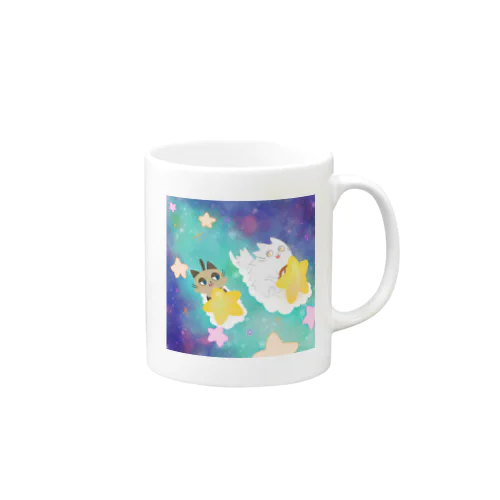 星空で競走（シャム&モフモフ） Mug