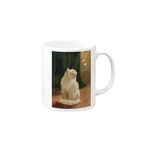 アーサー・ヘイヤー 《白猫と2匹のブリムストーン蝶》 Mug