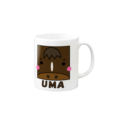 イラスト605 四角い馬　青毛 Mug