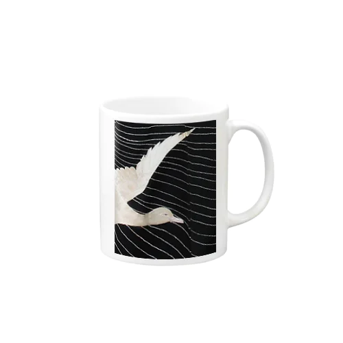 黒と白　水鳥の柄 Mug