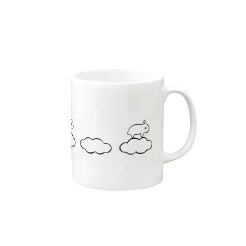 雲に乗って空を飛ぶうさぎさんたち Mug