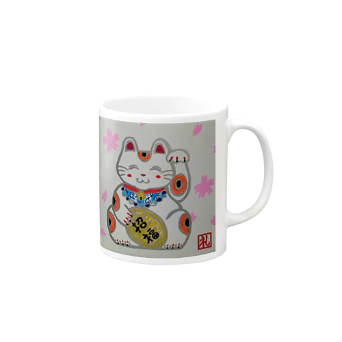 招き猫　桜 Mug